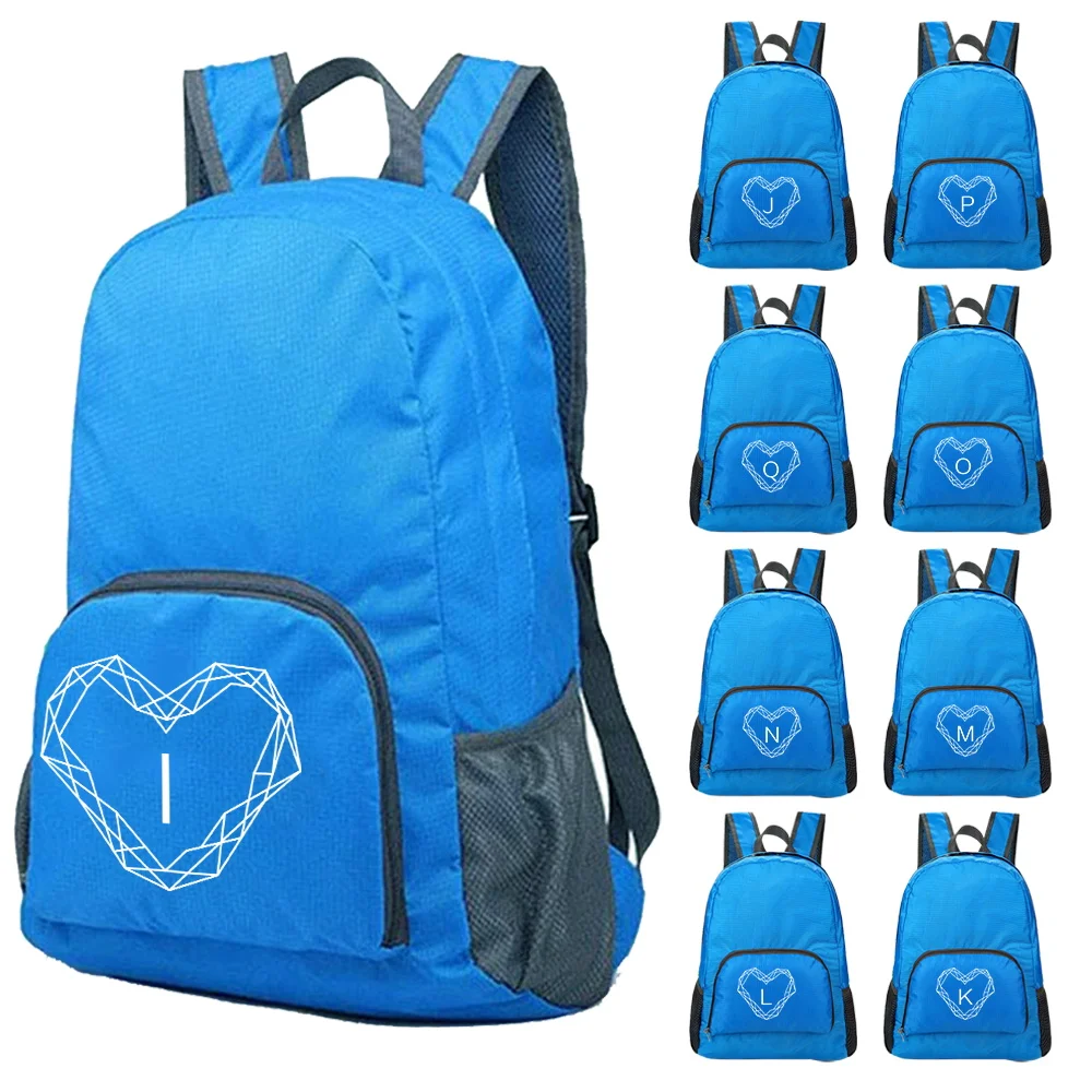 Travel Backpack Diamond Letter Printed Foldable Backpack for Men Women Lightweight Hiking Sport Camping Running Storage Rucksack
