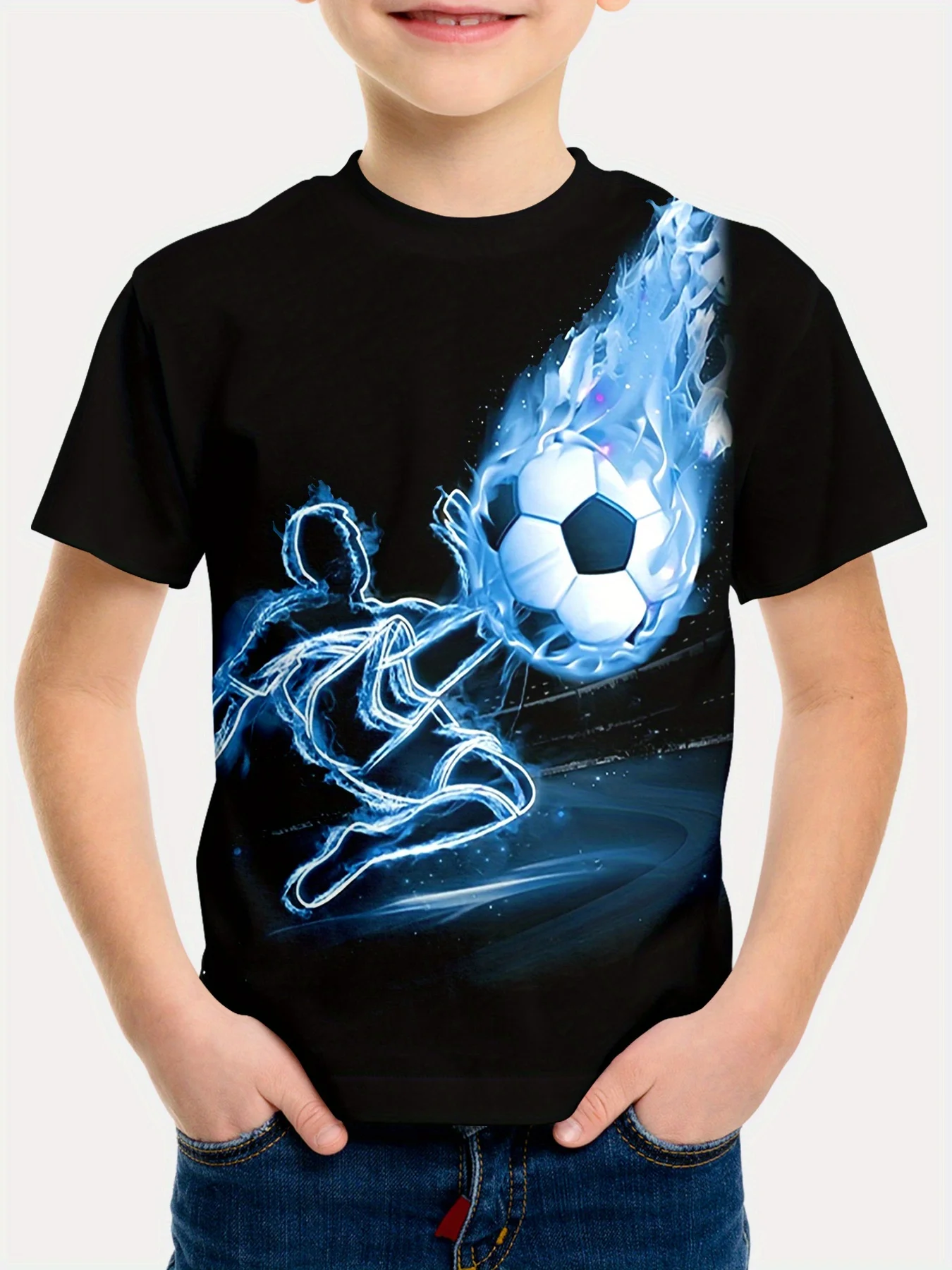 Cool Football T-Shirt Children's T-Shirt Boy Outdoor Baby Summer Clothes Short Sleeve 3D Soccer Print Clothes for Girls T-Shirt