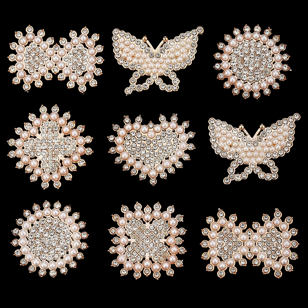 10pcs Rhinestone Patches with Sparkling Artifical Crystals for Jewellery Making Accessory,DIY Headdress Clothing Brooch Wedding
