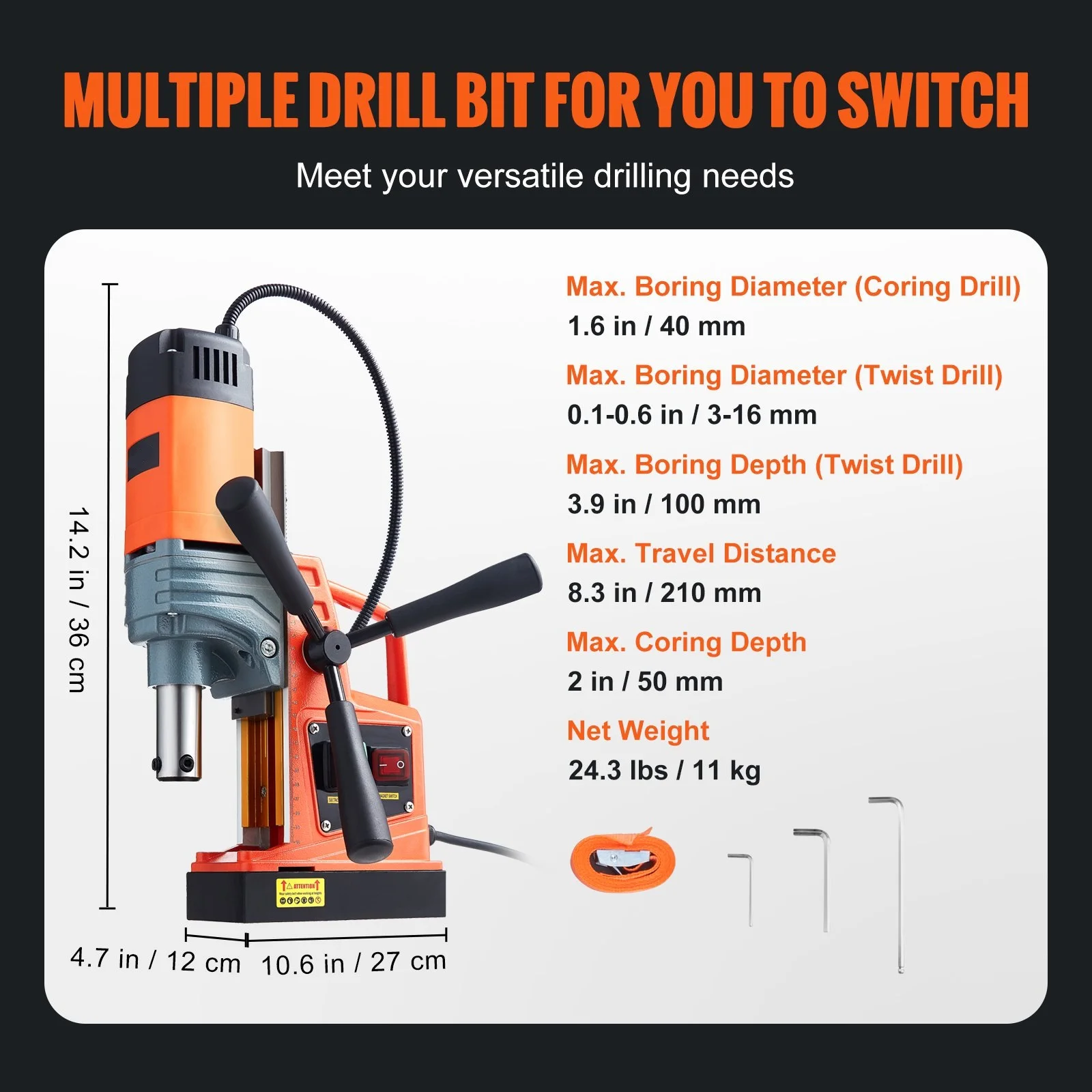 1300W Electric Drilling Machine Magnetic Drill Press Boring Diameter Power Drill 810 PRM 1-second Release Drill  13000N