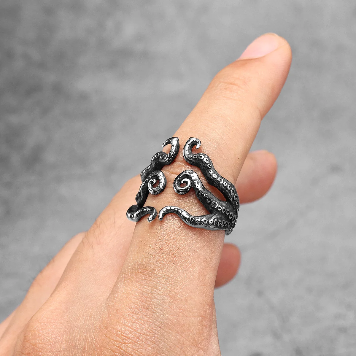 Stainless Steel Men Rings Octopus Squid Tentacle Punk Trendy for Women Biker Fashion Jewelry Halloween Creativity Gift Wholesale