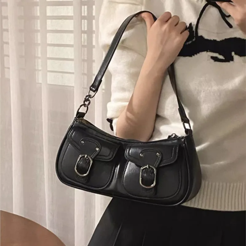 

JIAERDI Korean Retro Rivet Handbag Women Leather Large Capacity Shoulder Bag Ladies Fashion Trendy Hot Girl Underarm Bags 2025
