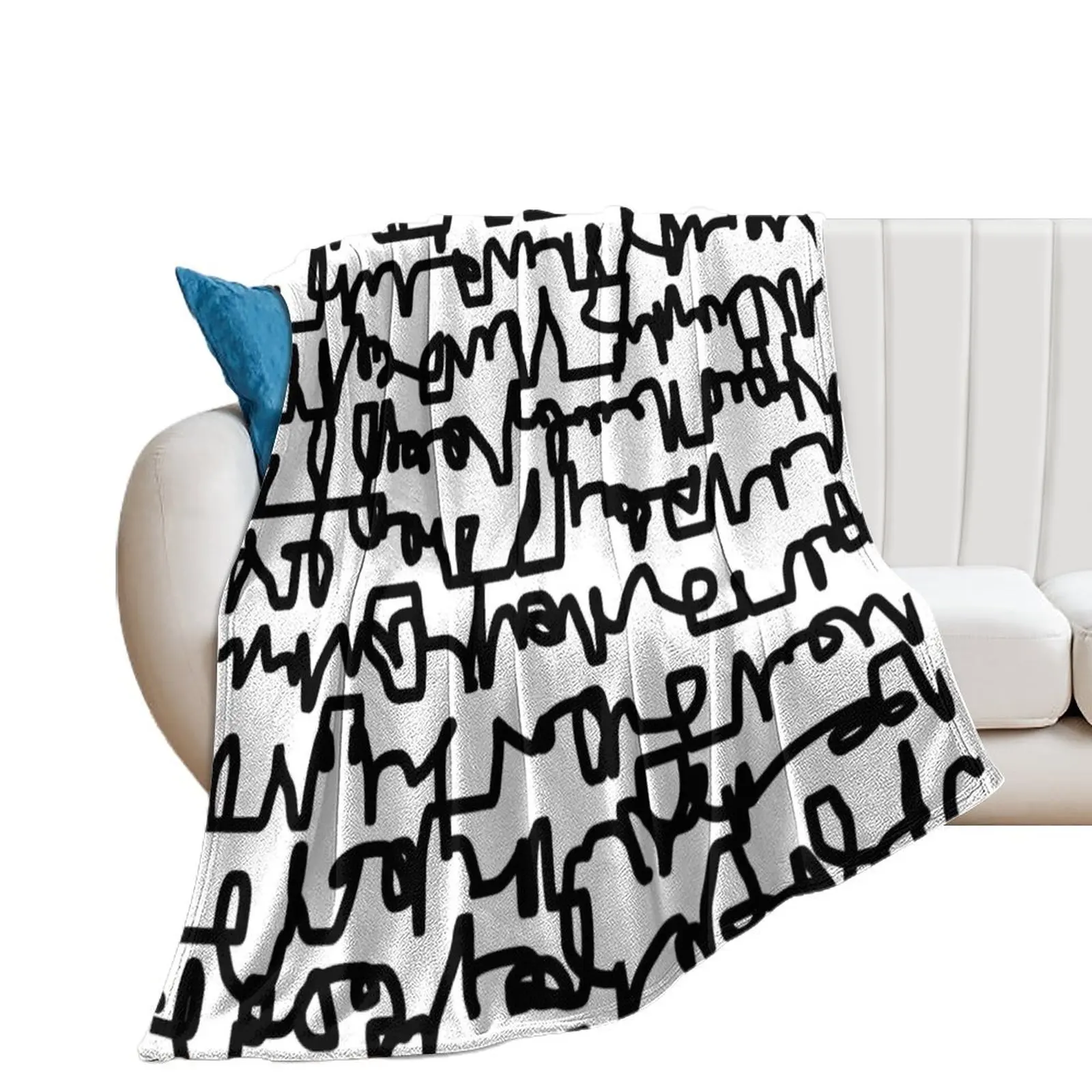 Graphic Scribble Throw Blanket Plush Softest Beach Blankets