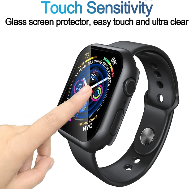 Glass+Cover For Apple Watch case 8 7 6 SE 5 9 iWatch Accessorie Screen Protector Apple watch serie 44mm 45mm 41mm 40mm 42mm 38mm