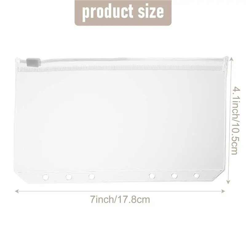 A13E-20 Pcs Cash Envelope 6 Holes Budget Binder Pockets Zipper Folders For A6 Notebook Binder Money Saving Binder Accessories