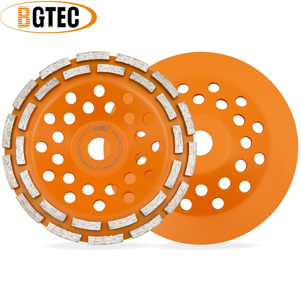 BGTEC 2pcs Dia4/4.5/5/7 Inch Hot Pressed Diamond  Double Row Grinding Wheels For Concerte Tile Marble Masonry Polishing Cup Disc