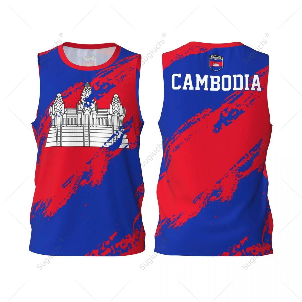 Men Basketball Sports Cambodia Flag Running Fitness Multifunction Jersey Sleeveless shirt Custom Name Nunber Exclusive