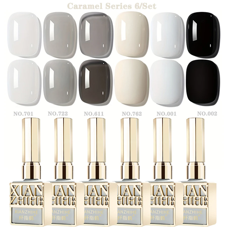 6 teile/satz Rot Weihnachten Nagel Gel Polnischen Kits Einfarbig Glitter Schwarz Weiß Rot Soak Off UV Semi-Permanent lack Nagellack N