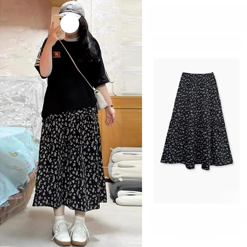  saia fena com estampa floral, linha A, verão, fina, cintura alta, cobrindo o quadril, emaecedora, bainha larga, es...