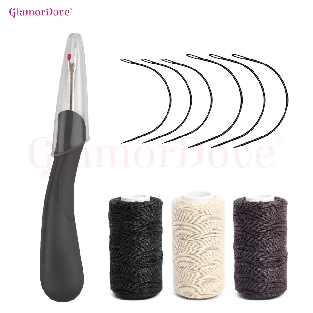 GlamorDove Sewing & Craft Tool Kit – Curved Needles, Threads & Seam Ripper for Hair, Fabric & DIY