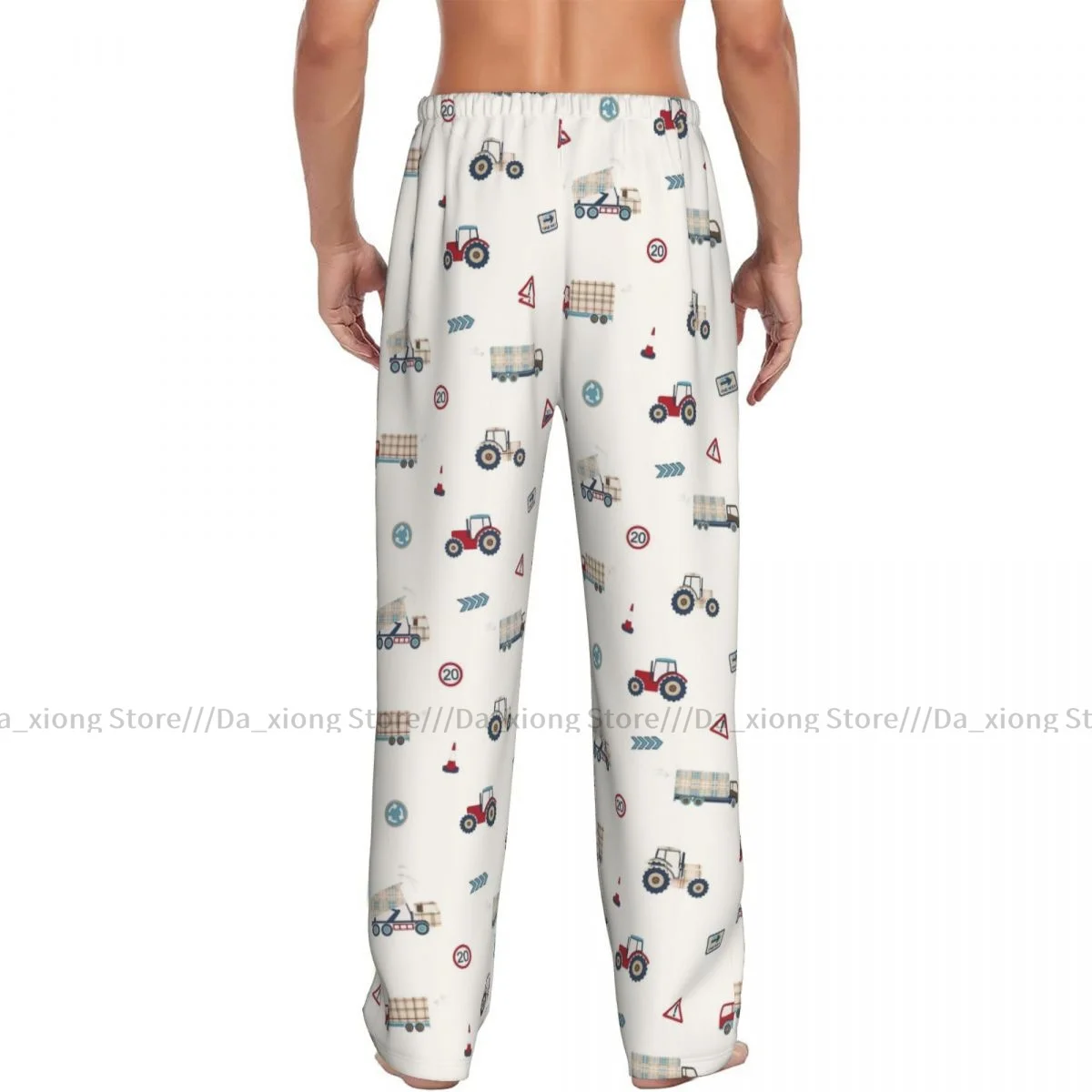 Men's Casual Pajama Sleeping Pants Tractors And Trucks Pattern Lounge Loose Trousers Comfortable Nightwear