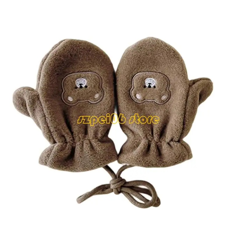 45BF 防風子供用手袋、安全首吊りディテール付き、屋外遊び用軽量暖かいミット 1-5T & 6-12T