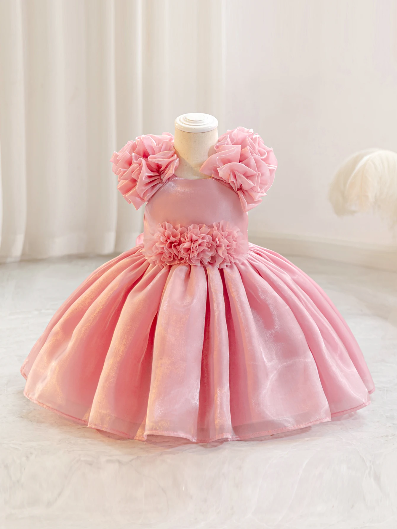 New one-year-old dress children princess dress fluffy birthday dress dress flower princess performance dress three-dimensional f