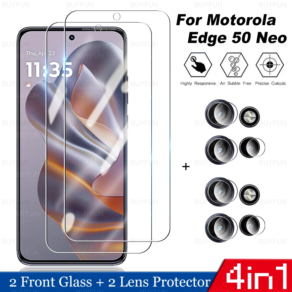 4in1 Tempered Glass & Lens Protective Film For Motorola Edge 50 Neo 2024 6.4 inches Moto Edge50 50Neo Edge50Neo Screen Protector