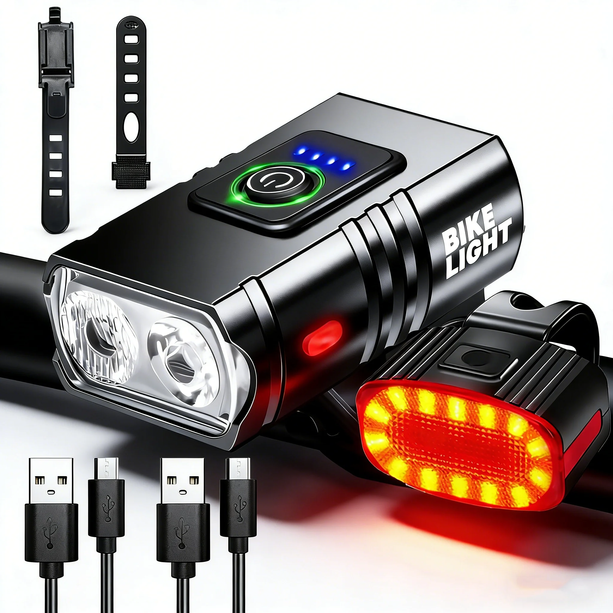 USB oplaadbare fietsverlichting Fietsveiligheidswaarschuwingslamp Buiten waterdichte fietszaklamp voor mountainbikes en racefietsen