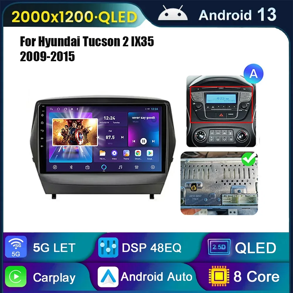 Car For Hyundai Tucson 2 LM IX35 2009-2015 Auto Radio Android 13 Multimedia Dash Cam Player Screen GPS DVD Navigation Head Unit