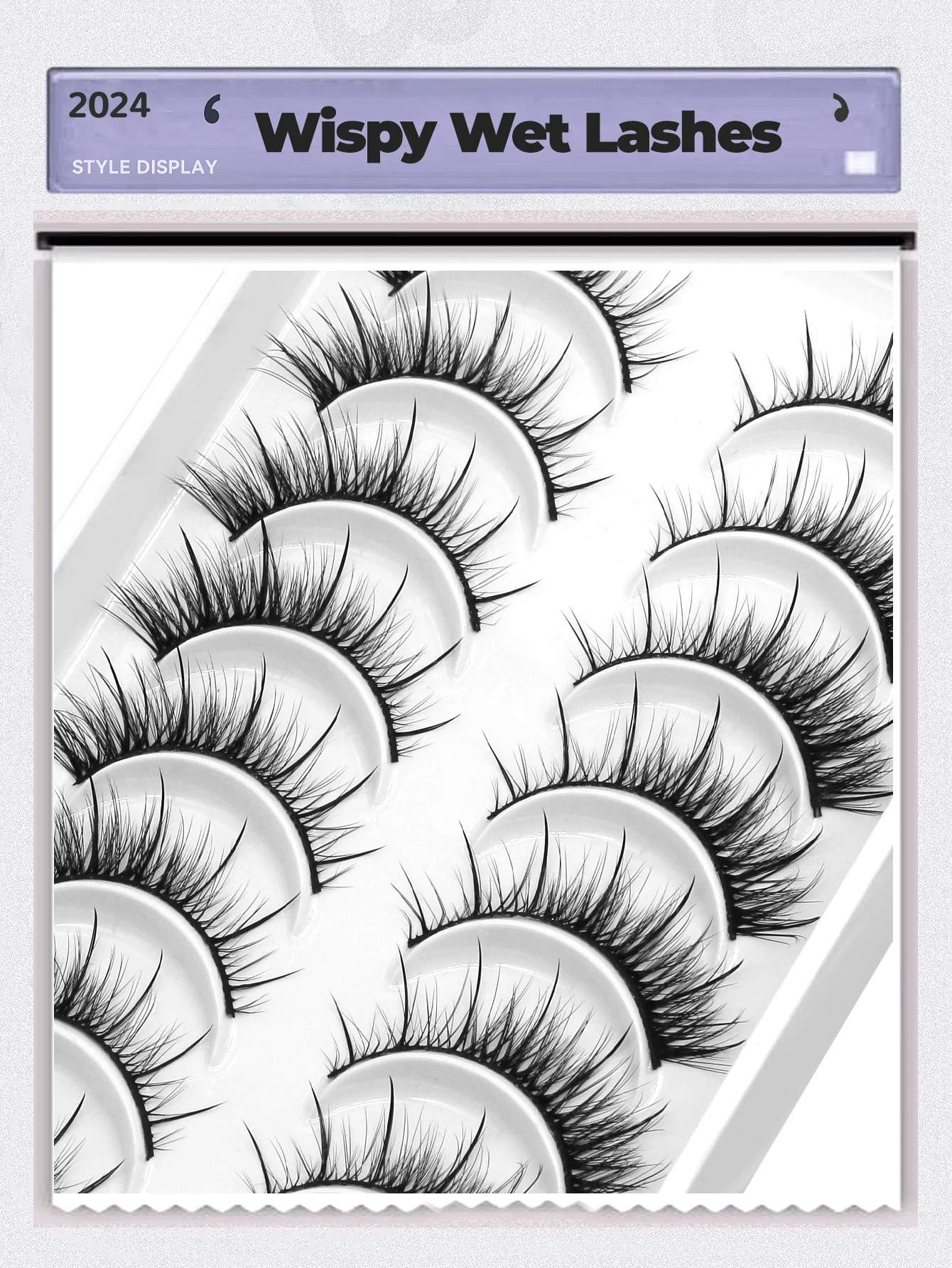 Lasvirey Cílios postiços naturais estilo olho de gato, volumosos e com efeito molhado, estilo mangá, com curvatura natural, macios e delicados, em tira completa, de vison sintético para extensão de maquiagem.