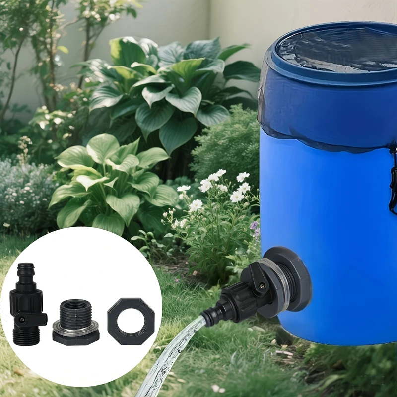 1set PVC/IBC Water Barrel Adapter Water Tank Adapter With Valve For Irrigation/Water Storage Bucket Gardening Accessories