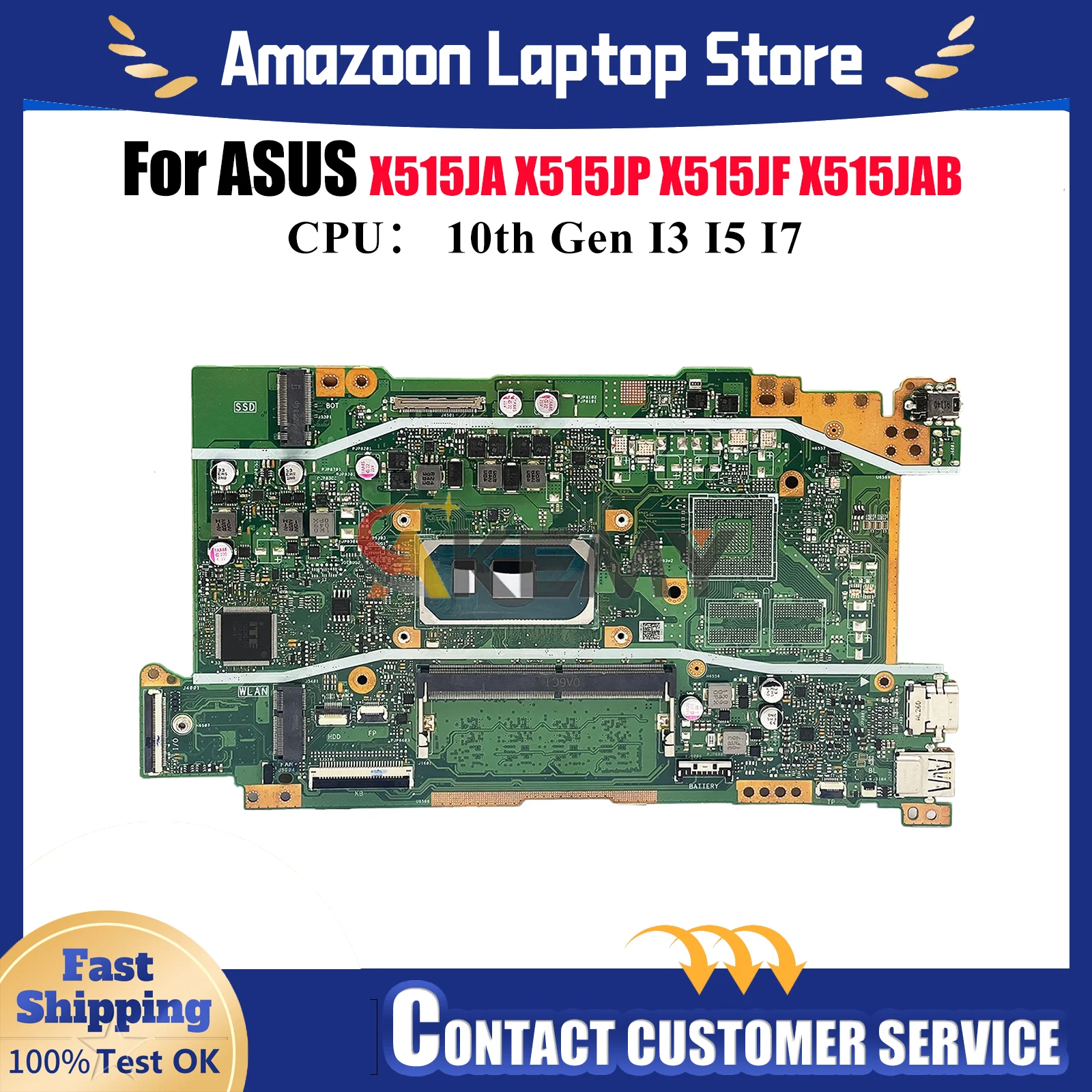 

X415JA Laptop Motherboard For ASUS VivoBook X515JP X415J V4200J X515JAB V5200J X515JF A416J X515JA Mainboard With I3 I5 I7 CPU