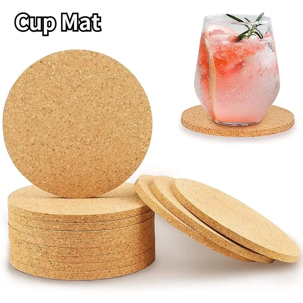 Cork Coaster Wooden Anti Slip Insulated Dining Table Mat Heat-insulating Square Circular Kitchen Water Absorbing Mat