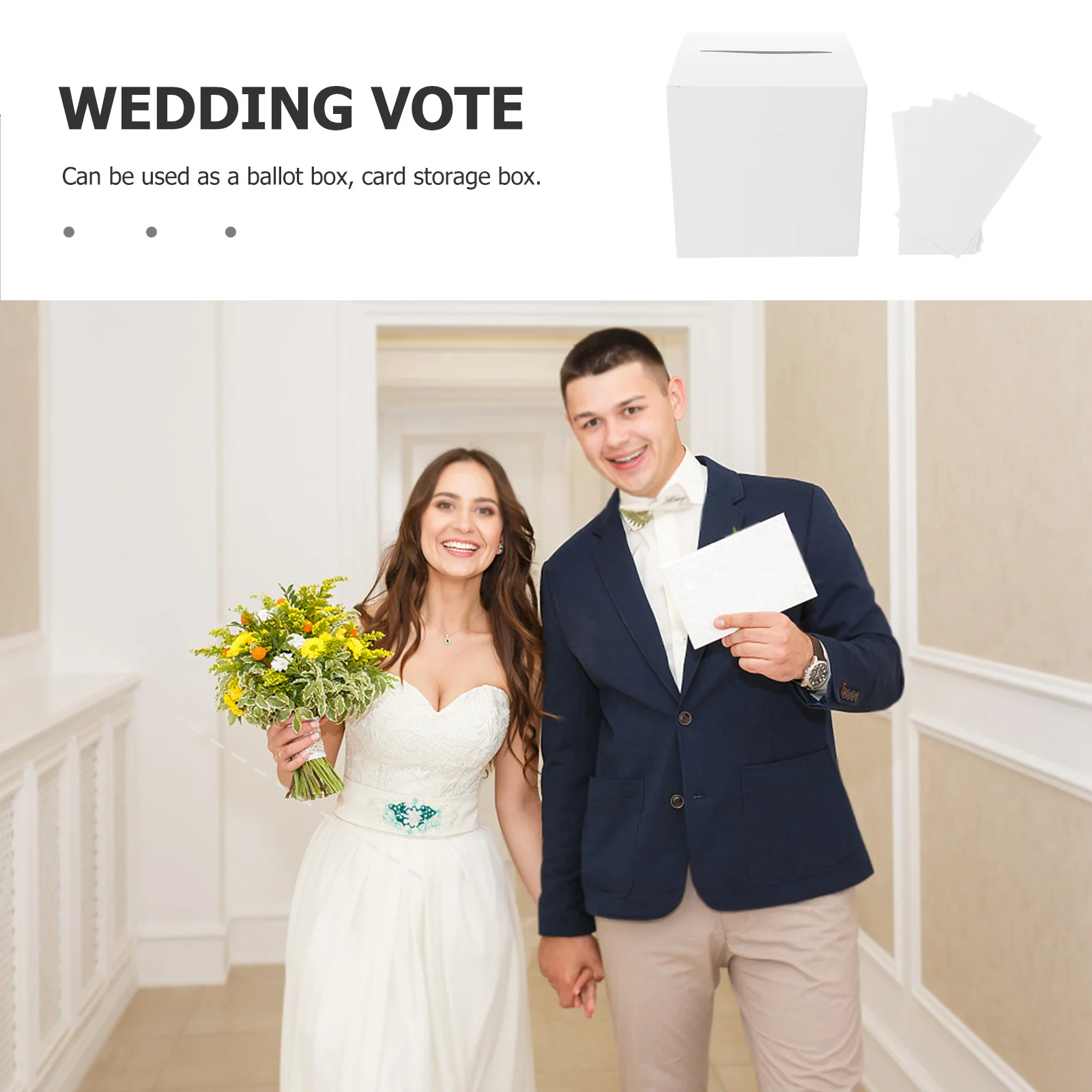 

1Set White Card Box Premium Crafted Wedding Card Container Lightweight Yet Strong for Cards Money Raffle Tickets Storage