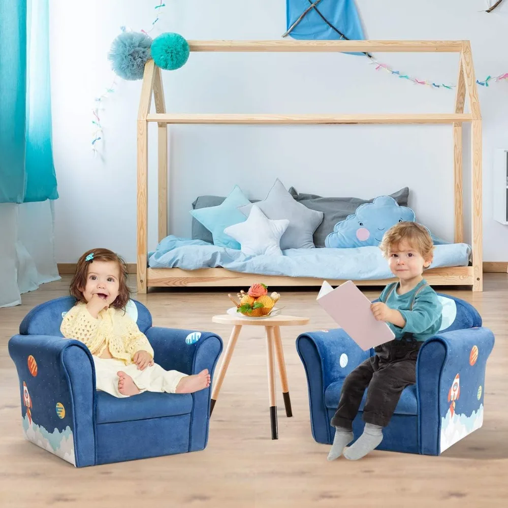 Kids Sofa, Animated Kids Armchairs, Preschool Furniture for Boys and Girls, Small Kids Sofa (Astronaut)