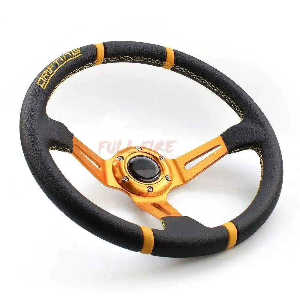 Car 350MM leather steering wheel PVC Racing steering wheel sports volante High quality Auto parts modification jdm