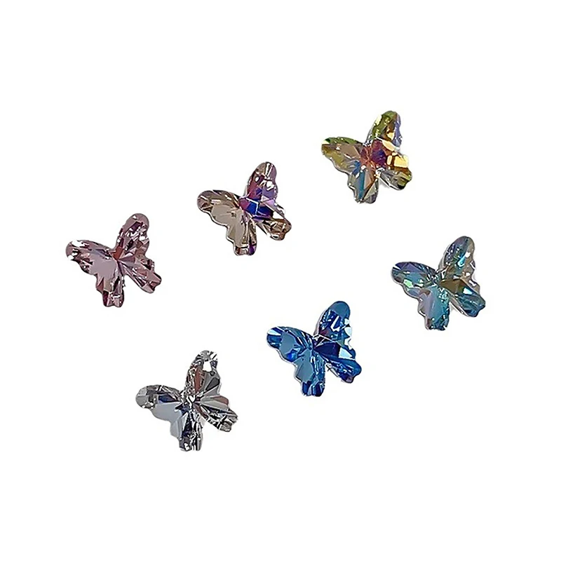 10 Uds. De diamantes de imitación de mariposa de cristal superllamativas para decoración de uñas, taladro inferior puntiagudo, piedra de cristal 3d, accesorios de decoración Diy para uñas