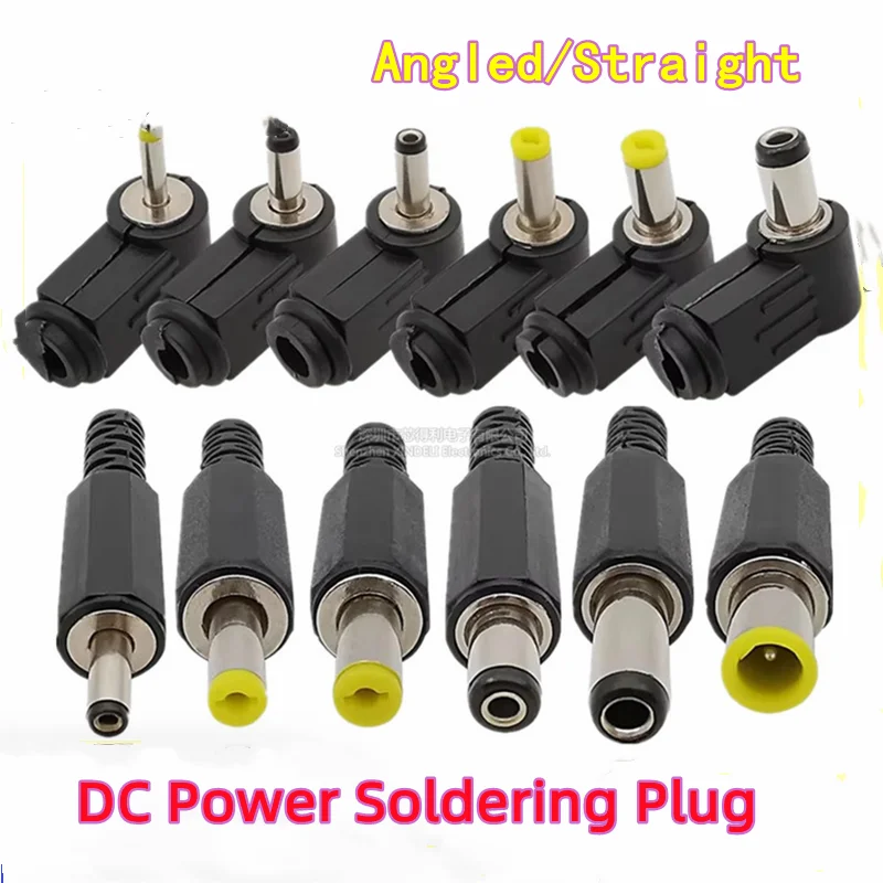 10PCS 90° Angled DC Power Soldering Plug, Female 5.5×2.1/2.5 mm to Male 4.0/4.8×1.7/3.5×1.35 mm