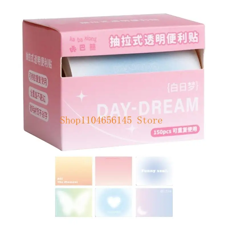 5asd Clear Sticky Notes Pull-Out Page Markers Multifunctional Sticky Notes Writable Memos Pad Stationery Supplies for School