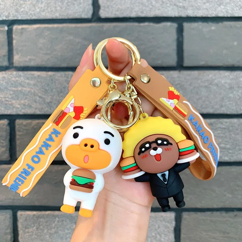 Korean Ins Kuka Silicone Keychain Car Key Ring Bag Accessory Small Animal Toy Peach Gift