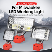 LED work light for milwaukee m18 18v batteryLED wide beam flood light with two USB charging port LED light for emergency