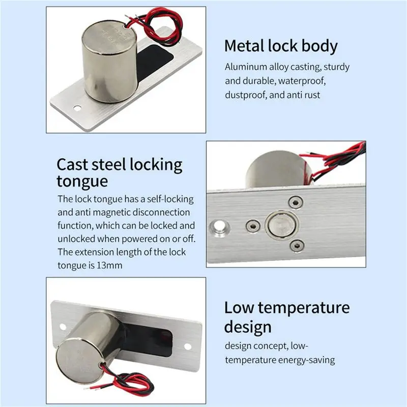 2X Waterproof Electronic Drop Bolt NC Door Lock DC 12V Induction Auto Deadbolt For Enhanced Daily Security-Y41A