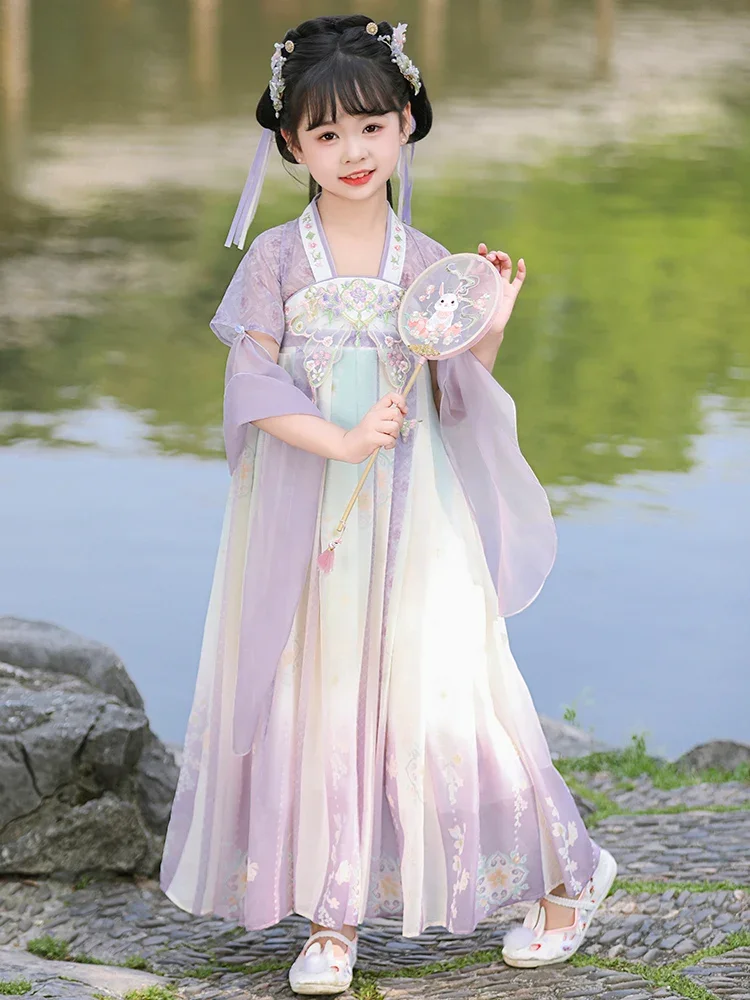 

Hanfu Girls' Summer National Style Dress Summer New Tang Costume Skirt Archaistic Ancient Costume Skirt