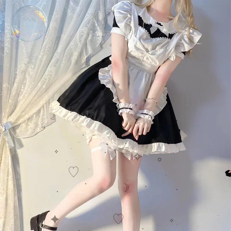 Japanese Soft Girl Maid Cosplay Costumes Women Plus Size Halloween Anime Lolita Coffee Maid Role Play Sweet Cat Party Dresses