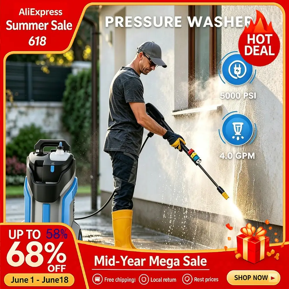 

Pressure Washer 5000PSI 4.0GPM Power Washers M2214mm Pressure Hose 33FT,Power Sprayers High Pressure with 1 4 QC Compatib,Custom