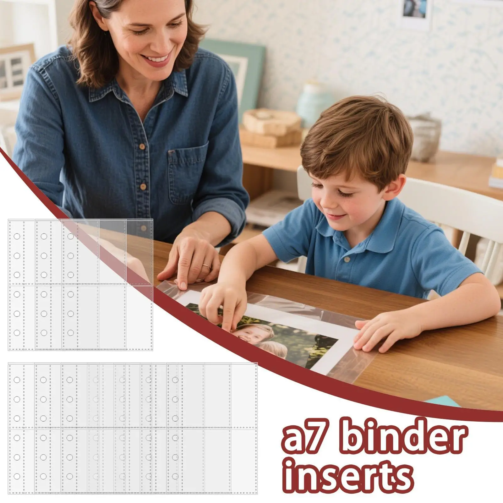 Binder Sheet Protectors 10 Pack Clear 6-Ring A7 Photo Sheet Protectors A7 6-Ring Clear Binder Refills for Students Professionals