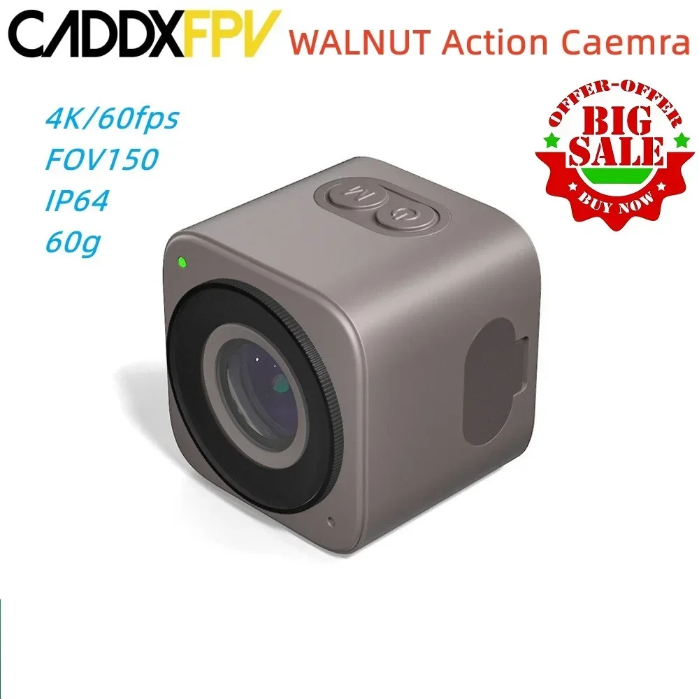كاميرا CADDX Walnut 4K/60fps FOV150 IP64 60g FPV Action المدمج في بطارية 600mAH Gyroflow ND8 ND16 لـ FPV Freestyle Cinewhoop