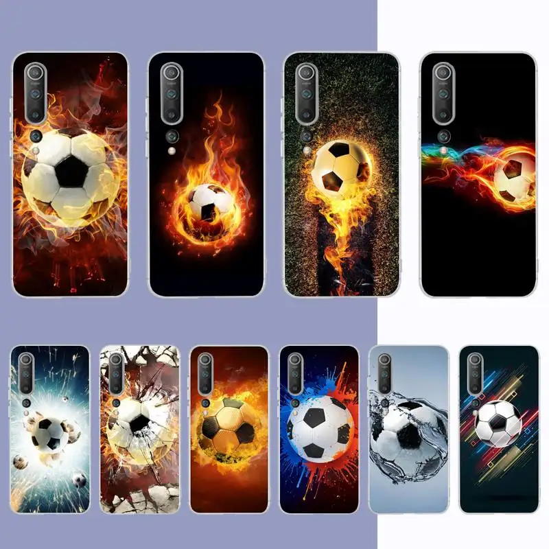 Fire Football Soccer ball Phone Case for Samsung S21 A10 for Redmi Note 7 9 for Huawei P30Pro Honor 8X 10i cover