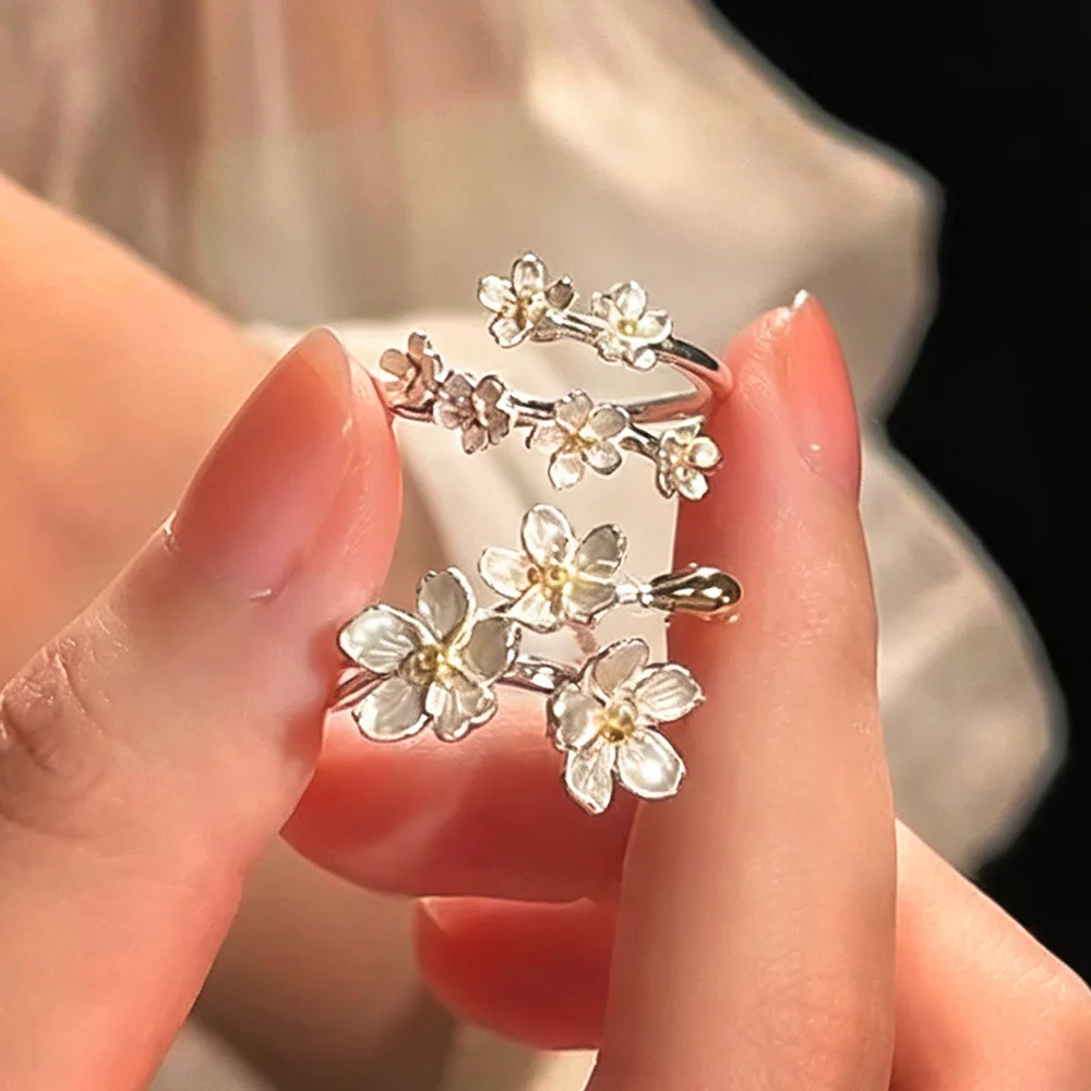 2026 New Super Gentle Flower Ring for Women, High-end Layered Instagram Style, Niche Design, Adjustable Opening Accessories