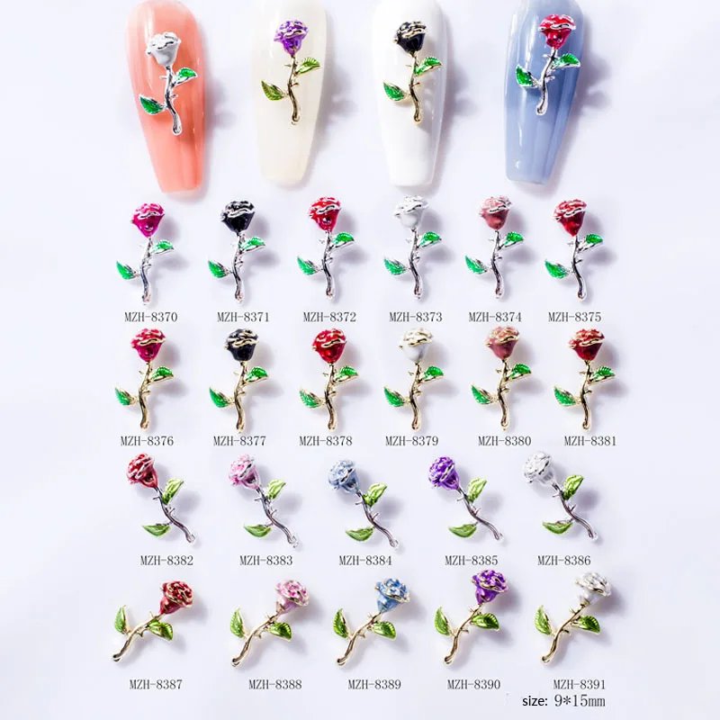 

10pcs 3d Muliti-Color Rose Nail Art Charms Jewelry Flower Rhinestone Professional Fingernail Decoration Accessory Manicure Parts