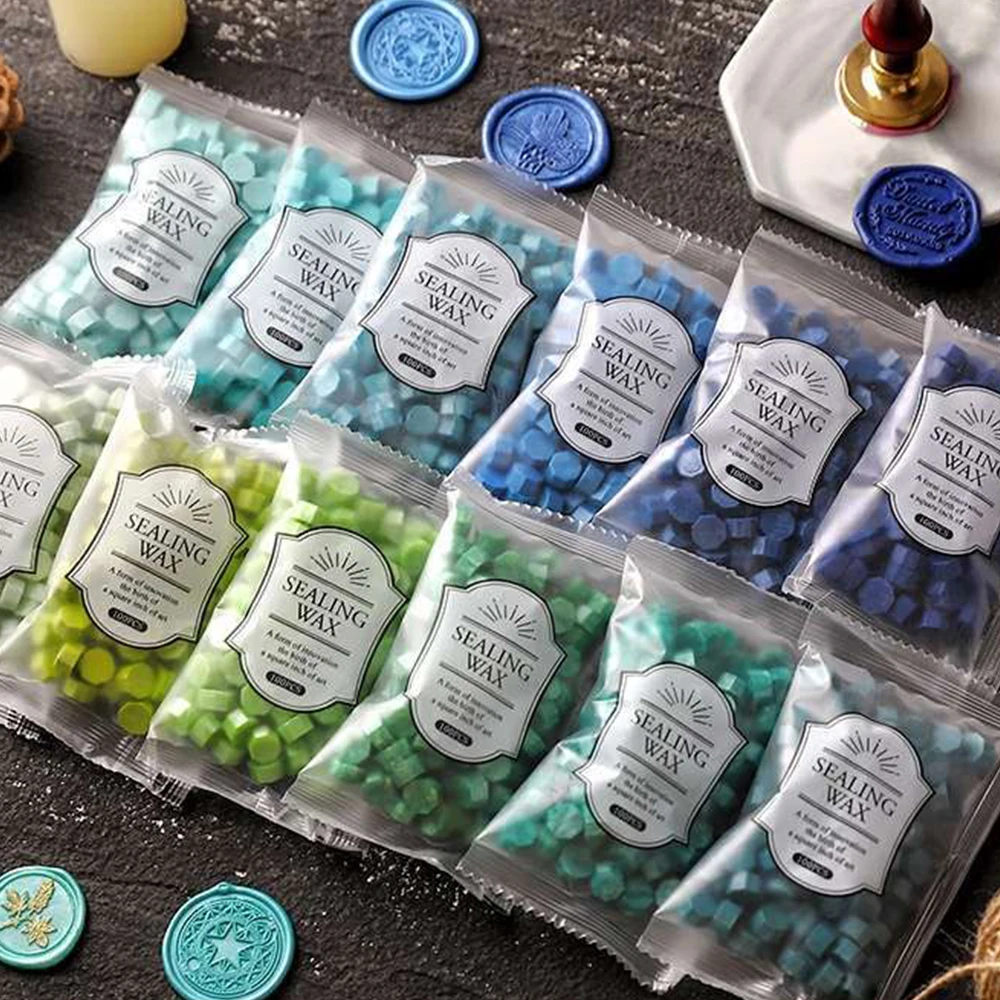 100Pcs/Bag Retro Wax Seal Wax Beads Scapbooking Octagon Sealing Stamp for Envelope Letter Wedding Invitation DIY Supplie