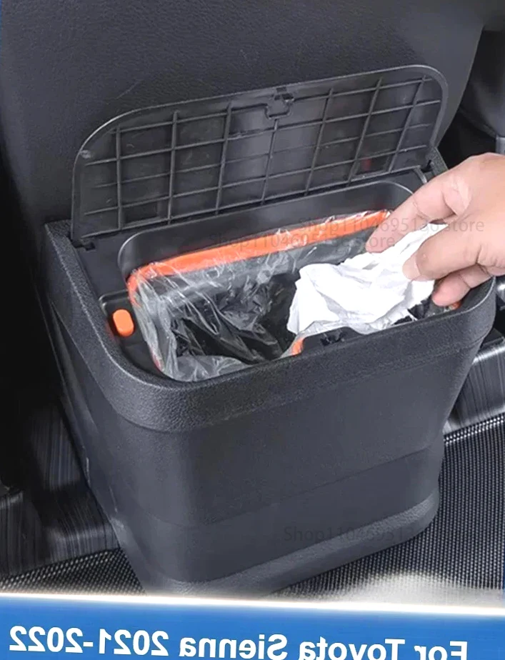 

New!Suitable for Toyota Sienna 2021 2022 2023 2024 Car Wastebasket TPE 2nd Row Storage Box Waterproof Interior Tuning Accessorie