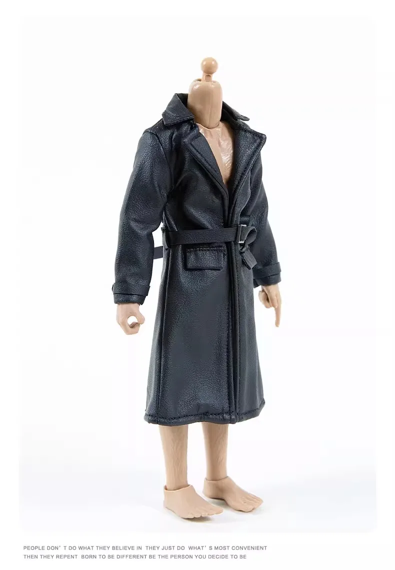 متوفر 1/12 نسخة متوسطة الطول سترة واقية من الجلد الأسود العصرية خندق معطف صالح 6 ''عمل الشكل الجسم لتقوم بها بنفسك لعبة مجسمة