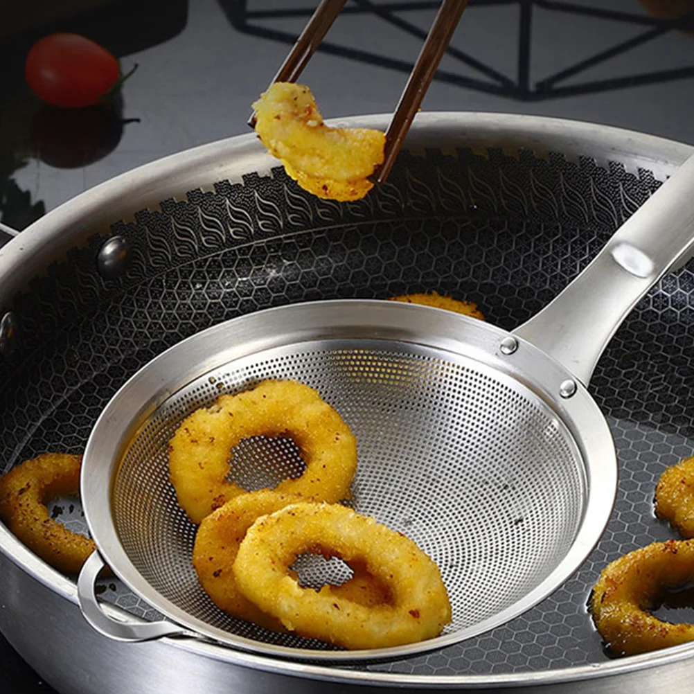 

2pcs Mesh Strainer Rust-Proof High Temp Resistant Oil Food Drainage Tool Kitchen Accessory Reusable Wear-Resistant Ergonomic