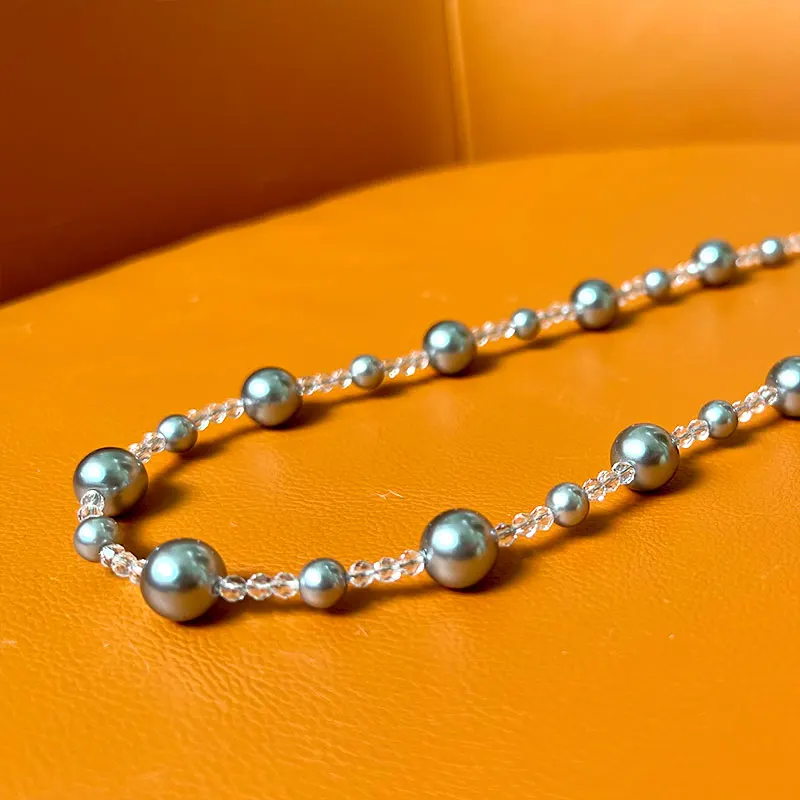 Elegant Shell Pearl Spinel Necklace 925 Sterling Silver Buckle For Women Man