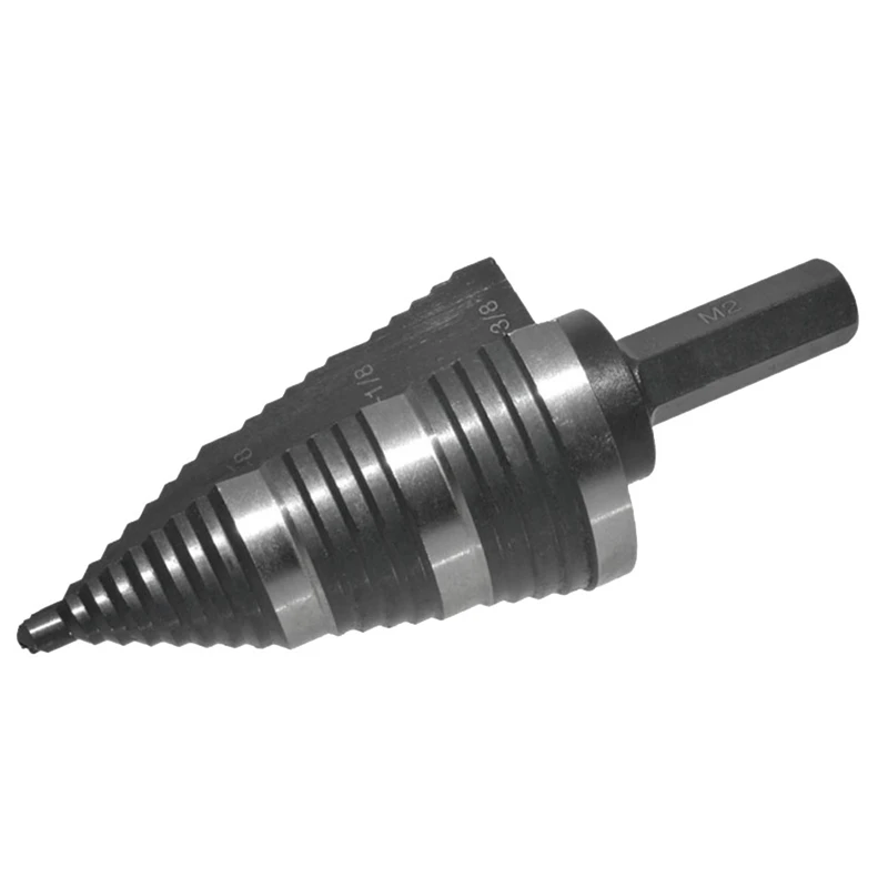 A50I 7/8 To 1-3/8 HSS 6542 Titanium Coated Faster Drilling Step Drill Bit Double Fluted Metals Platic Wood Cone Drill Bits