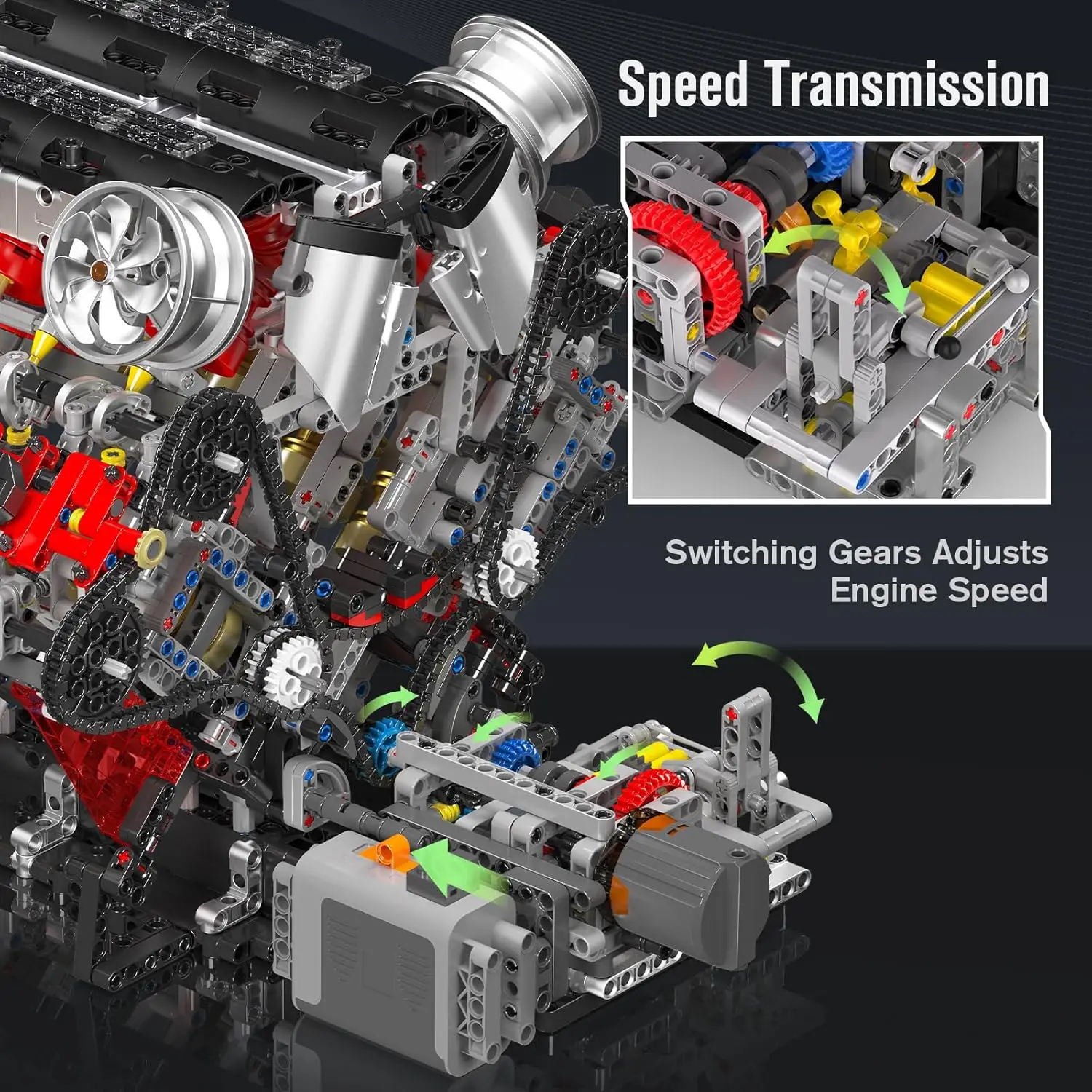 10130 V8 motormodelset die werkt, bouw je eigen auto's Verbrandingsbatterij/motorblokken sets, STEM speelgoedcadeau voor volwassenen vanaf 14 kinderen