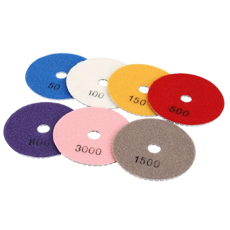 16Pcs Diamond Polishing Pads 4 Inch Wet/Dry Set For Granite Stone Concrete Marble