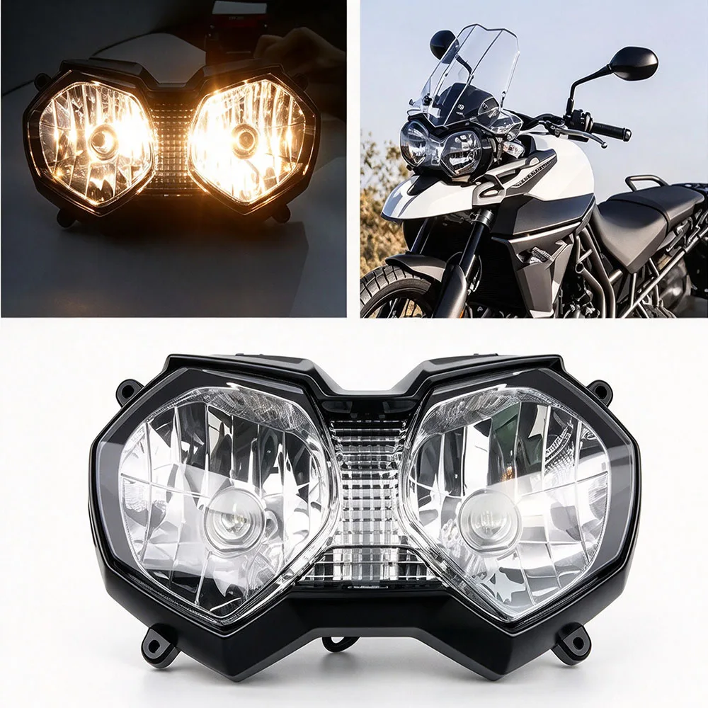 For Triumph Tiger 800 1200 Explorer XCA XCX XRX XRT XC XR 2010-2020 Motorcycle Headlight Headlamp Assembly Clear Lens Black